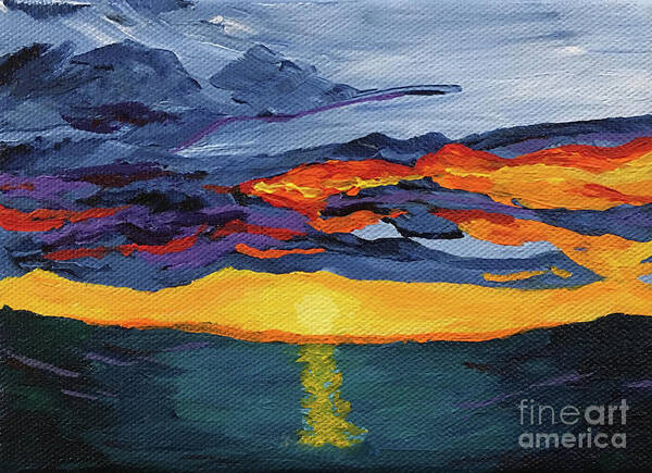 Sunset Streak By Annette M Stevenson Art Print featuring the painting Sunset Streak by Annette M Stevenson