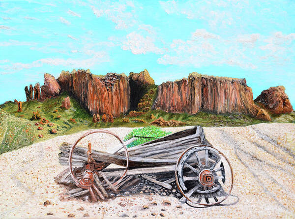Landscape Art Print featuring the painting Superstition Mountain by Toni Willey