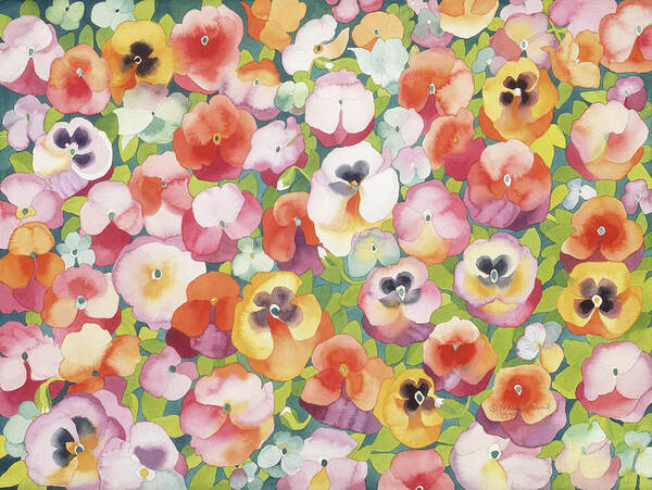 Pansies Art Print featuring the painting Sweet Pansies by Mary Russel