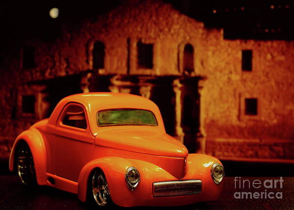 Orange Color Art Print featuring the photograph The Alamo And The Classic Car-roadster by Wale Oseni