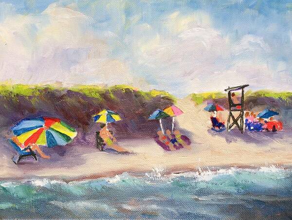 Summer Beach Art Print featuring the painting The Beach Life by Barbara Hageman