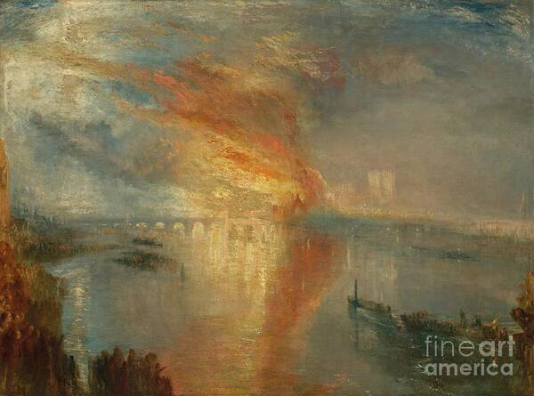 Oil Painting Art Print featuring the drawing The Burning Of The Houses Of Lords by Heritage Images