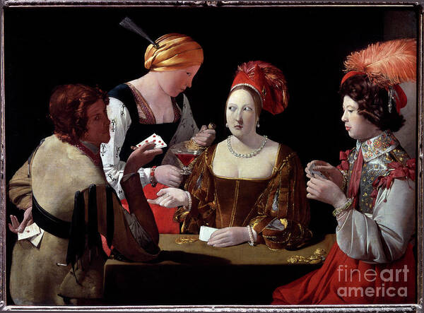 17th Century Art Print featuring the painting The Cheat With The Ace Of Diamonds - Oil On Canvas, 1635 by Georges De La Tour