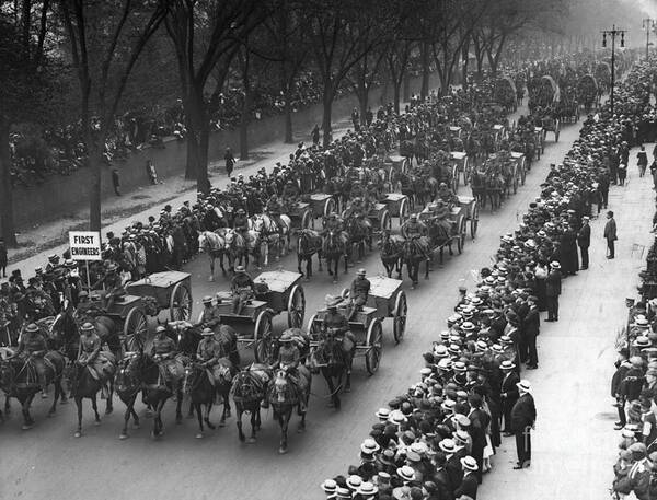 Marching Art Print featuring the photograph The First Engineers Parade by Bettmann