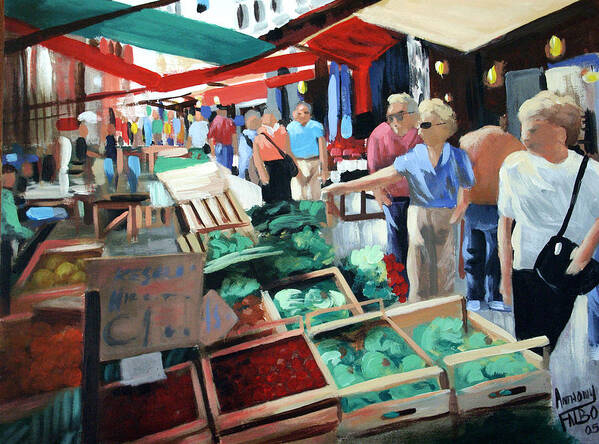 The Italian Fruit Market Art Print featuring the painting The Italian Fruit Market by Anthony Falbo