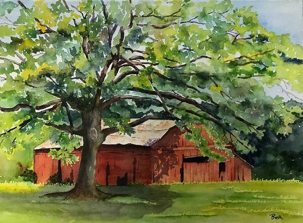 Barn Art Print featuring the painting The Landmark Red Barn by Beth Fontenot