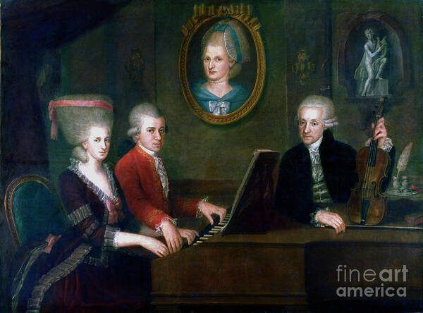 Piano Art Print featuring the drawing The Mozart Family, 1780-1781. Artist by Print Collector