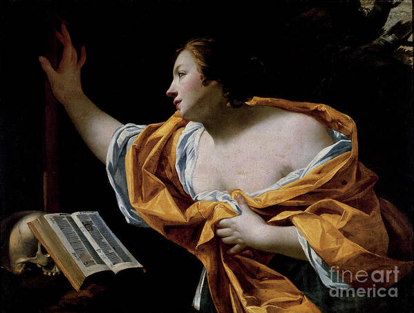 Book Art Print featuring the painting The Penitent Magdalene by Simon Vouet