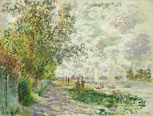 Tree Art Print featuring the painting The Riverbank At Gennevilliers, C.1875 by Claude Monet