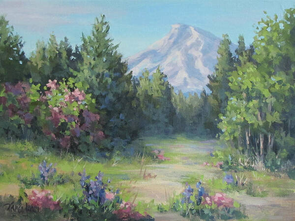 Mt Hood Art Print featuring the painting The View by Karen Ilari