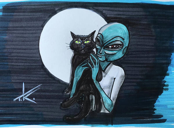 Alien Art Art Print featuring the drawing They Relate by Similar Alien