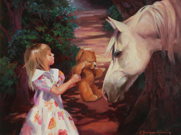 Figurative Oil Painting Art Print featuring the painting This is My Teddy by Carolyne Hawley