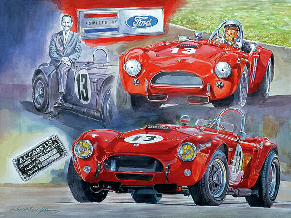 Ac Cobra Art Print featuring the painting TOM PAYNE'S No 13 289 COBRA COMPETITION by David Lloyd Glover