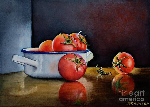 Tomatoes Art Print featuring the painting Tomatoes by Jeanette Ferguson