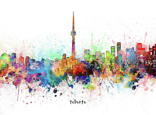 Toronto Art Print featuring the digital art Toronto Skyline Artistic by Bekim M