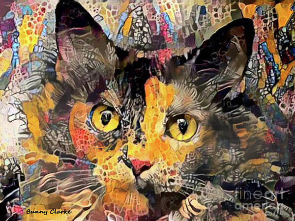 Cats Art Print featuring the digital art Tortitude by Bunny Clarke