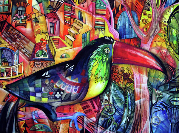 Bird Art Print featuring the painting Toucan by Oxana Zaika