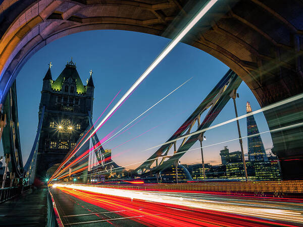 Bridge Art Print featuring the photograph Tower bridge at sunset - London, England - Travel photography by Giuseppe Milo
