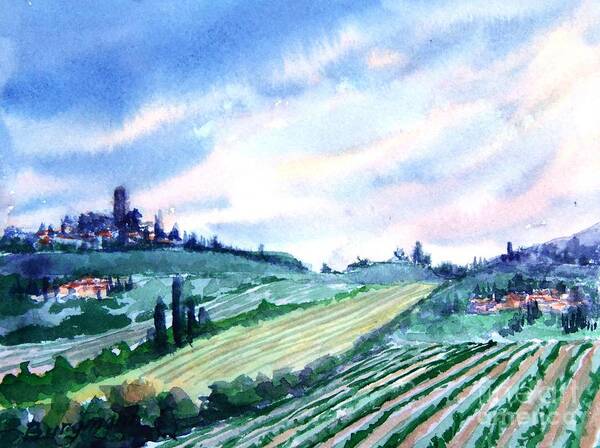Landscape Art Print featuring the painting Tuscany II by Petra Burgmann