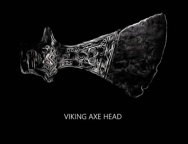 Viking Art Print featuring the digital art Viking Axe Head by Robert Bissett