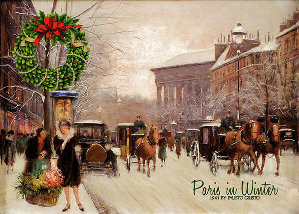 Christmas Art Print featuring the digital art Vintage Christmas Paris in Winter by Doreen Erhardt