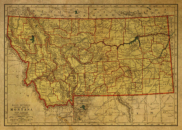 Vintage Art Print featuring the mixed media Vintage Map of Montana by Design Turnpike