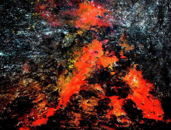 Volcano Art Print featuring the mixed media Volcanic by Patsy Evans - Alchemist Artist
