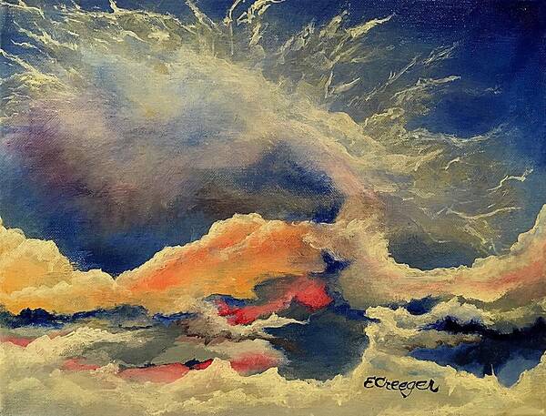 Solar Cloud Art Print featuring the painting Wake. Up. Now. by Esperanza Creeger