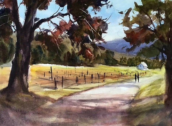 Landscape Art Print featuring the painting Walking in Wine Country by Judith Levins