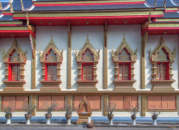 Scenic Art Print featuring the photograph Wat Chai Mongkon Phra Ubosot Windows DTHLU0398 by Gerry Gantt
