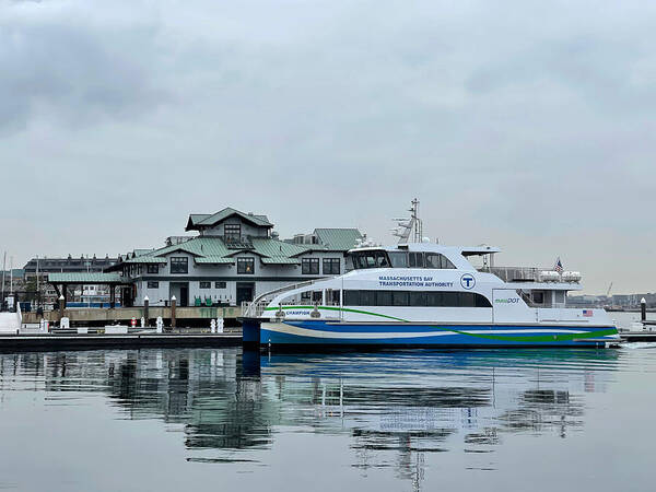 Landscape Art Print featuring the photograph Water Taxi At Boston Harbor by Monica Wang