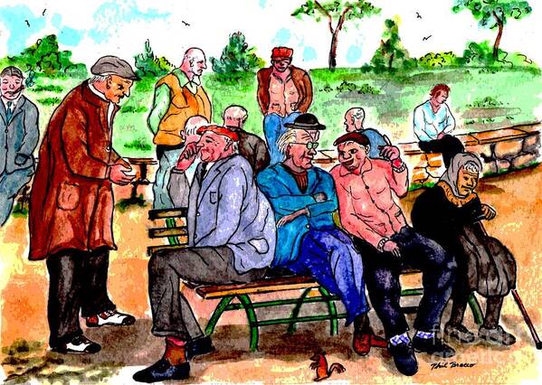 1940s Art Print featuring the painting When Park Benches Were Filled With People by Philip And Robbie Bracco