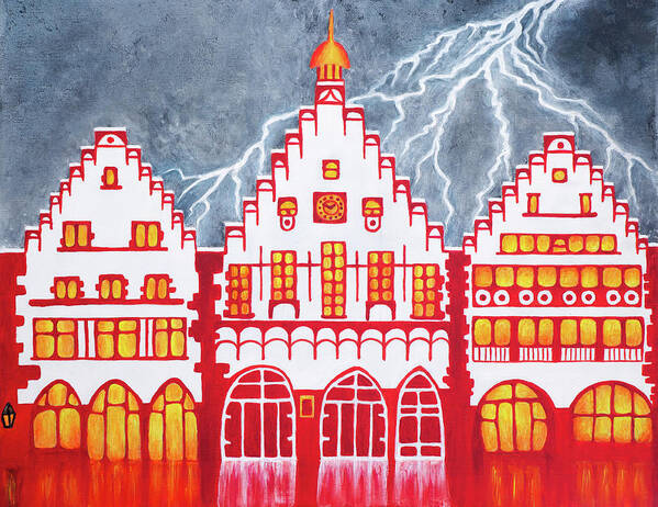 Frankfurt Art Print featuring the painting When Thunder Reigns by Iryna Goodall