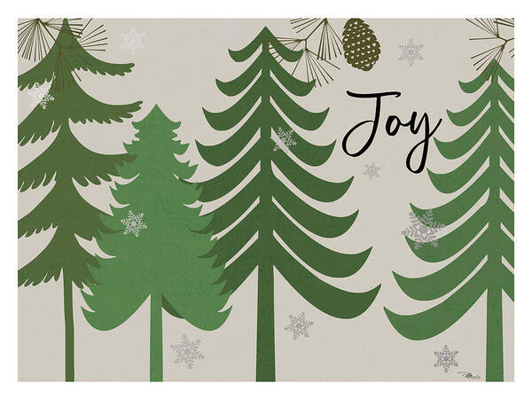 Brown Art Print featuring the mixed media Woodland Christmas Vii Green by Pela Studio