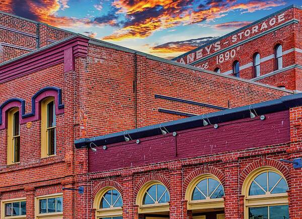 Buildings Art Print featuring the photograph Yellow Trim on Old Red Brick by Darryl Brooks