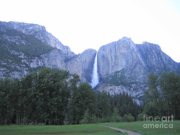 Yosemite Art Print featuring the photograph Yosemite National Park Waterfall at Sundown Mountain Range by John Shiron