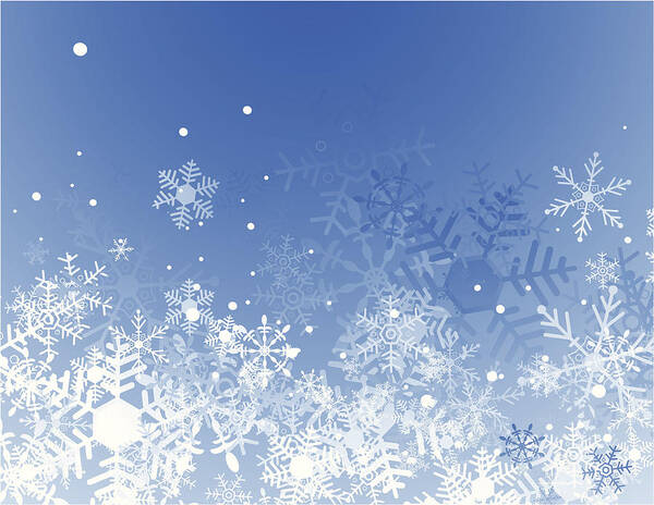 Snow Art Print featuring the drawing Blue christmas background #1 by Traffic_analyzer