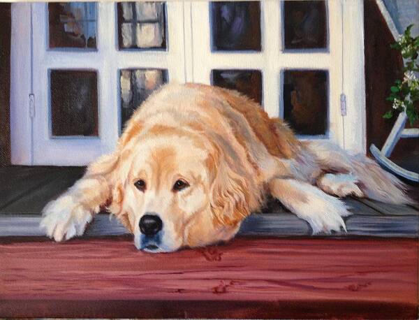 Dog Art Print featuring the painting Golden Retriever #1 by Judy Rixom