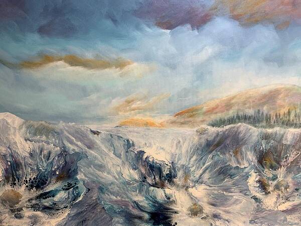 Dramatic Ocean Art Print featuring the painting Misty by Soraya Silvestri