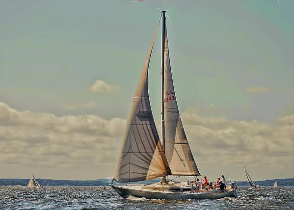 Sailboat Art Print featuring the digital art Sailboat Race in Rye, New York by Cordia Murphy