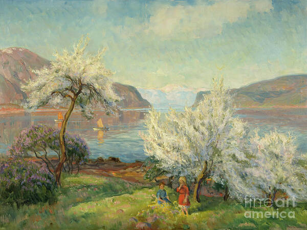 Thorolf Holmboe Art Print featuring the painting Spring #1 by O Vaering by Thorolf Holmboe