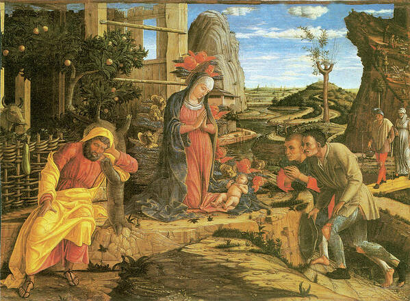 Jesus Art Print featuring the painting The Adoration of the Shepherds #1 by Andrea Mantegna