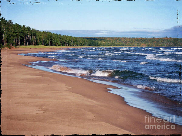 Little Presque Isle Art Print featuring the photograph Waves on Lake Superior #1 by Phil Perkins