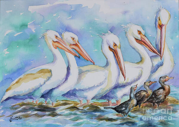  Art Print featuring the painting White Pelicans #2 by Jyotika Shroff