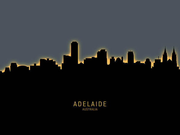 Adelaide Art Print featuring the digital art Adelaide Australia Skyline #16 by Michael Tompsett