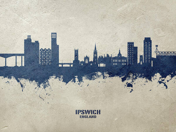 Ipswich Art Print featuring the digital art Ipswich England Skyline #17 by Michael Tompsett