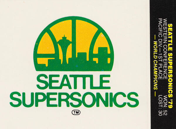 Seattle Supersonics Art Print featuring the mixed media 1979 Seattle Supersonics Fleer Decal by Row One Brand