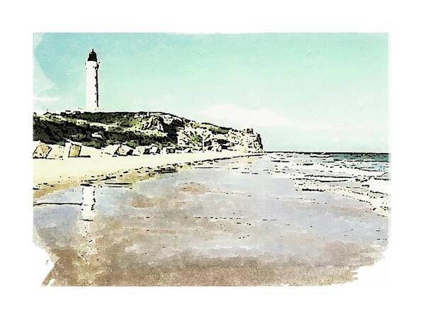 Covesea Art Print featuring the digital art Covesea Lighthouse #3 by John Mckenzie