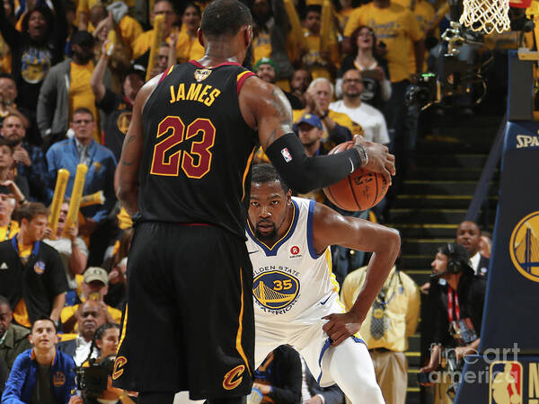 Playoffs Art Print featuring the photograph Kevin Durant and Lebron James by Nathaniel S. Butler