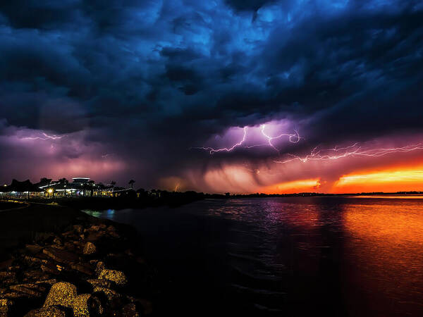 Storm Art Print featuring the photograph Stormy Sunset #1 by Jerry Connally